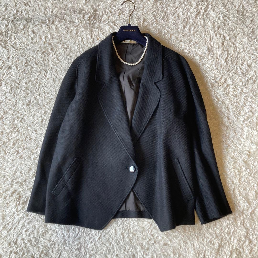 極美品　アクアスキュータム　シルクウール　ジャケット　ショートコート　黒