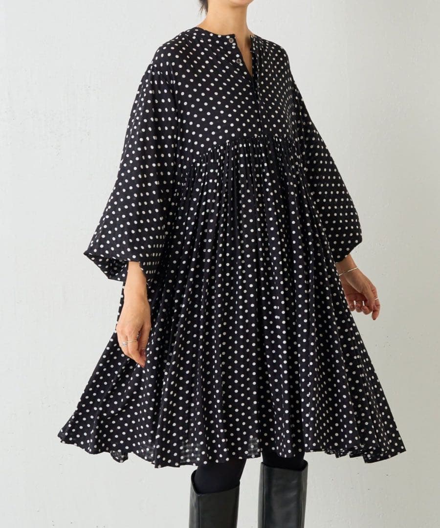 BEARDSLEY ビアズリー ドットギャザーチュニック