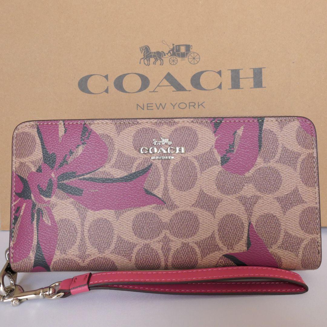2点コーチ COACH 財布 シグネチャー キャンバス リボンプリント ロング