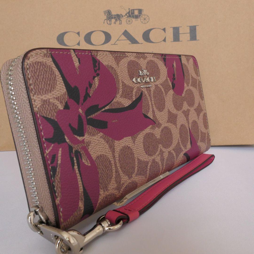2点コーチ COACH 財布 シグネチャー キャンバス リボンプリント ロング