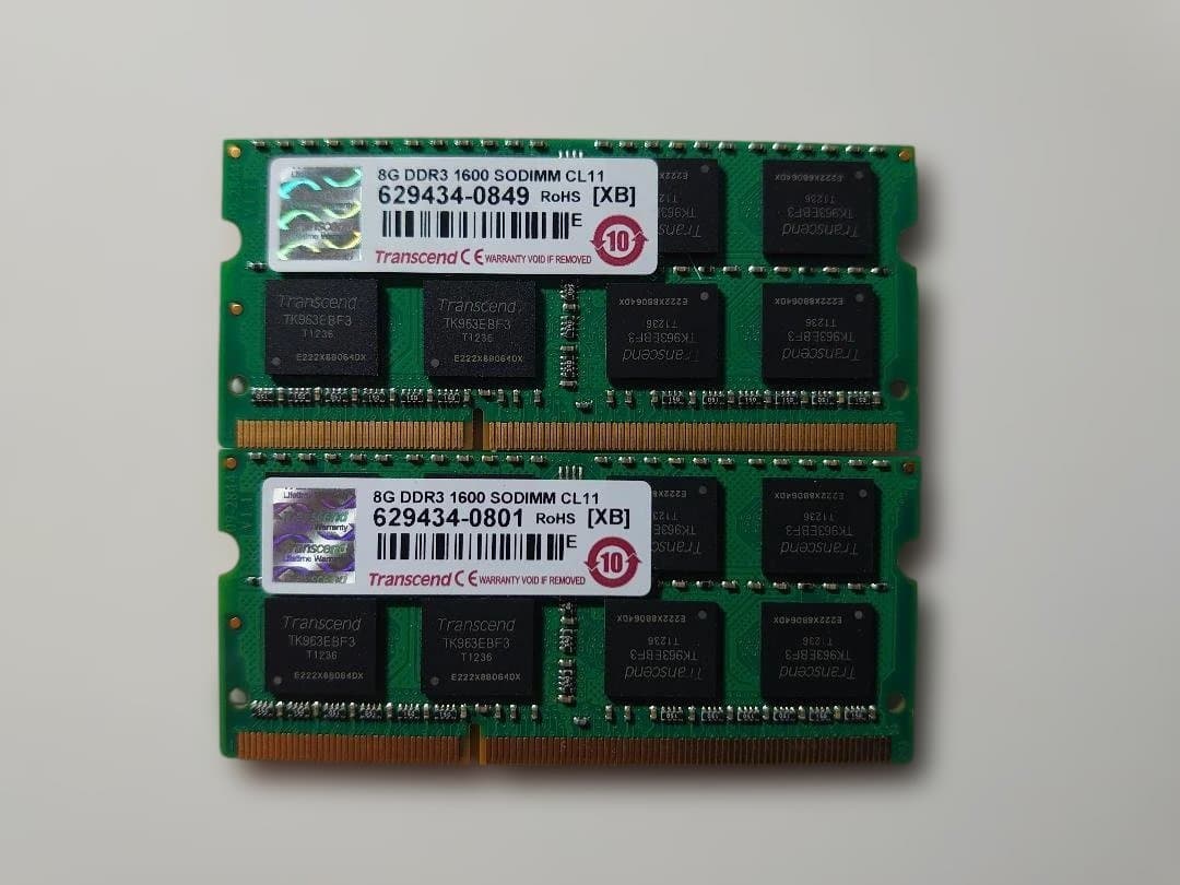 メモリー Transcend 16(8*2)GB DDR3 1600MHz SODIMM