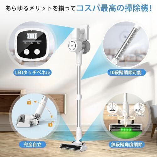 新春初売り 掃除機 コードレス 68000Pa 圧倒的吸引力 サイクロン 白