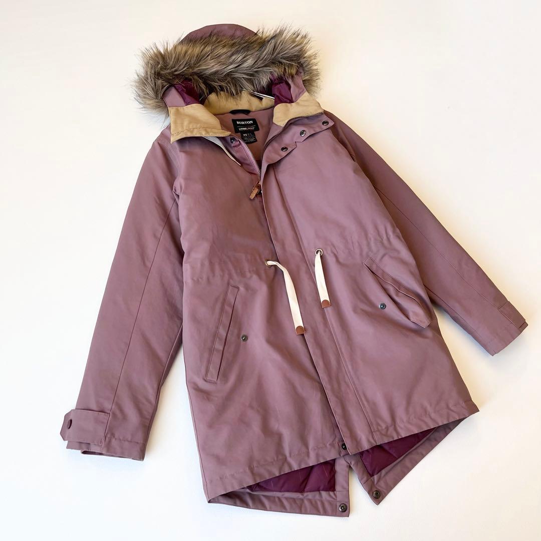 3207【美品】バートン　ジャケット 無地 ファー付き　中綿入り　ピンク　XS