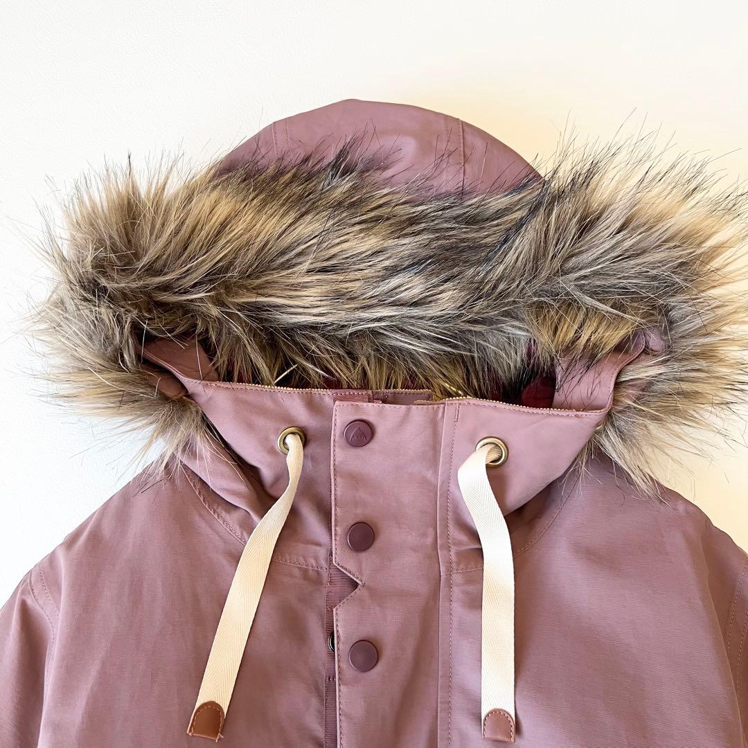 3207【美品】バートン　ジャケット 無地 ファー付き　中綿入り　ピンク　XS