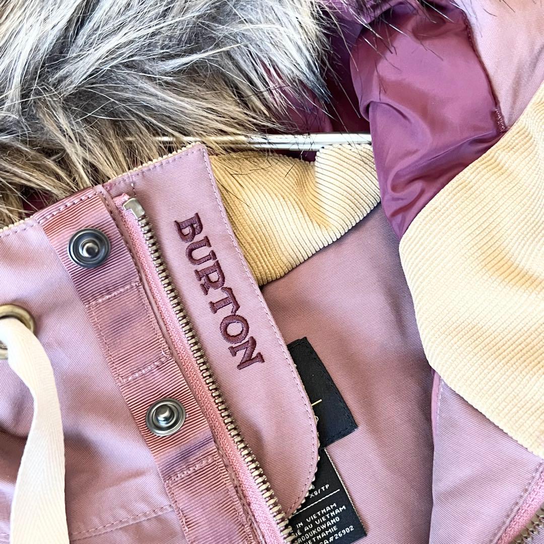 3207【美品】バートン　ジャケット 無地 ファー付き　中綿入り　ピンク　XS