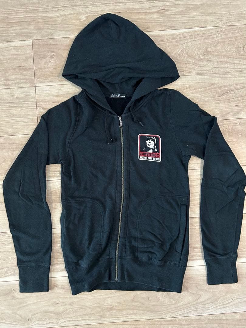 ヒステリックグラマー ジップアップパーカー ブラック