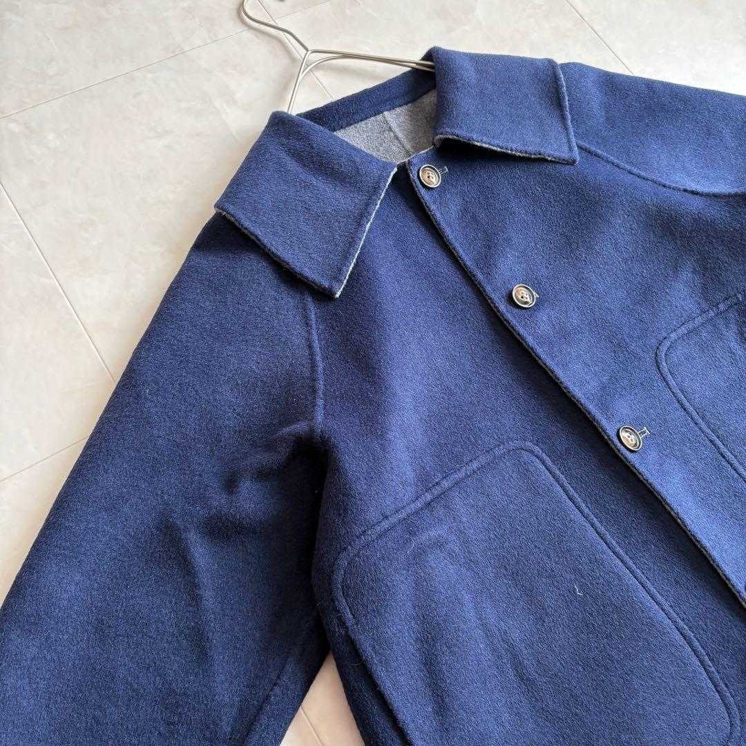 美品✨ nop de nod リバーシブルウールショートコート 紺×グレー M