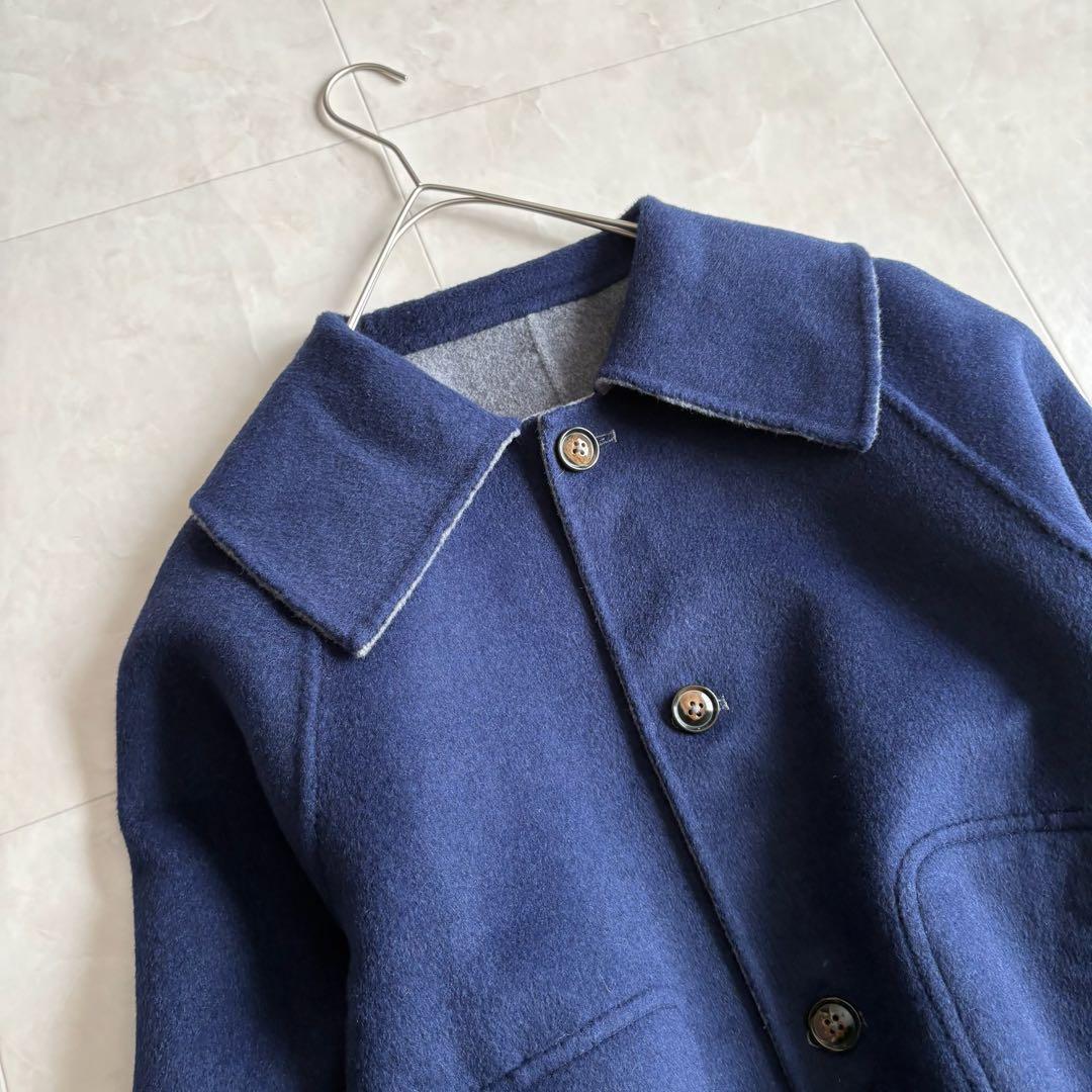 美品✨ nop de nod リバーシブルウールショートコート 紺×グレー M