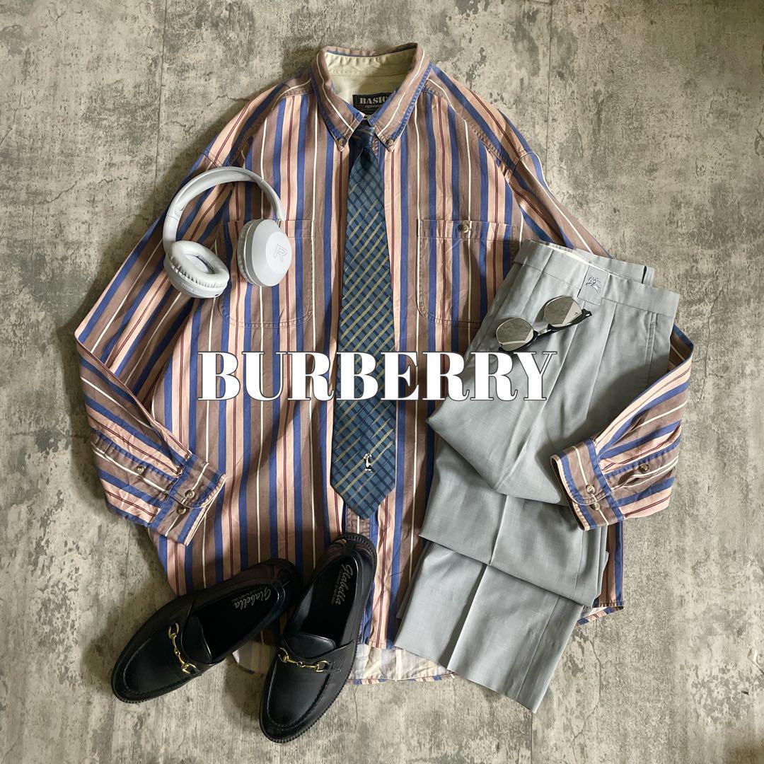 海外 c-boy 90's 太ストライプ BDシャツ BURBERRYスラックス