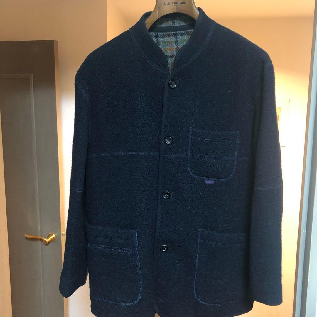 【限定値下希少サイズS美品】Papas高級ウールマオカラージャケット紺系