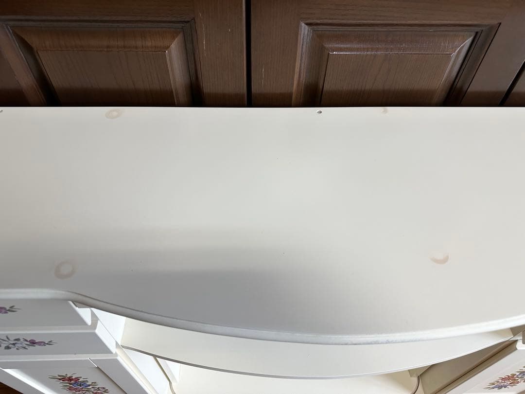 Kiyoka アンティーク　オフホワイト花柄キャビネット　チェスト