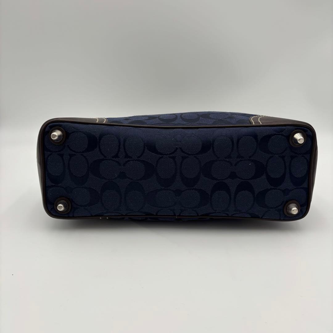 COACH コーチ ハンドバッグ シグネチャー ネイビー ブラウン 11220