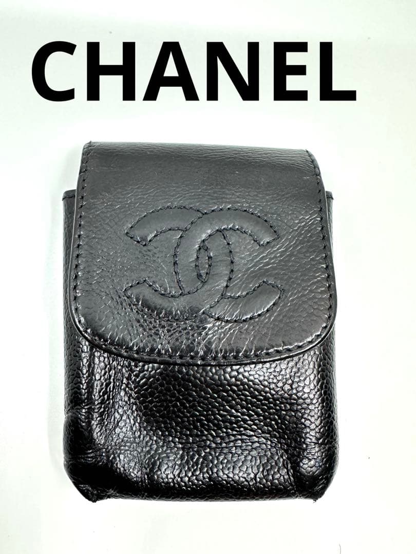 CHANEL シガレットケース　キャビアスキン　ブラック