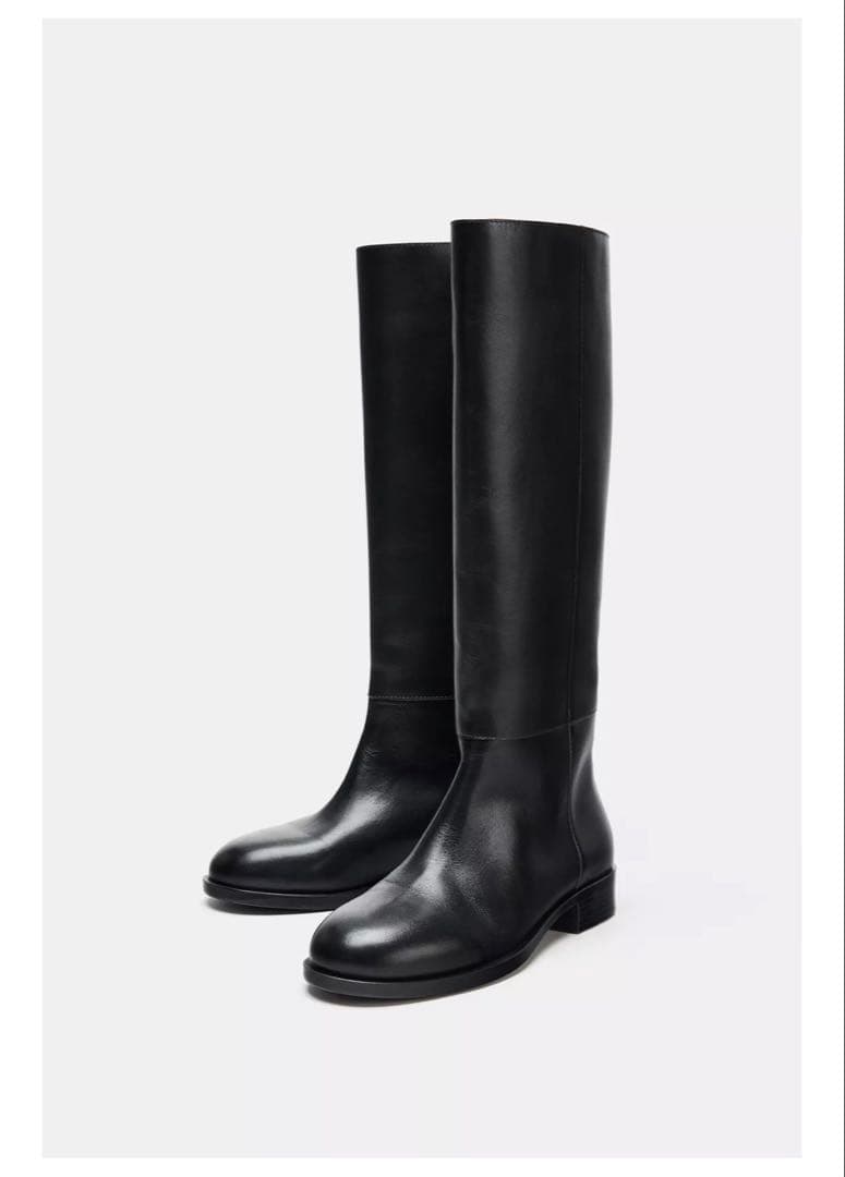 ZARA フラットリアルレザーブーツ　38