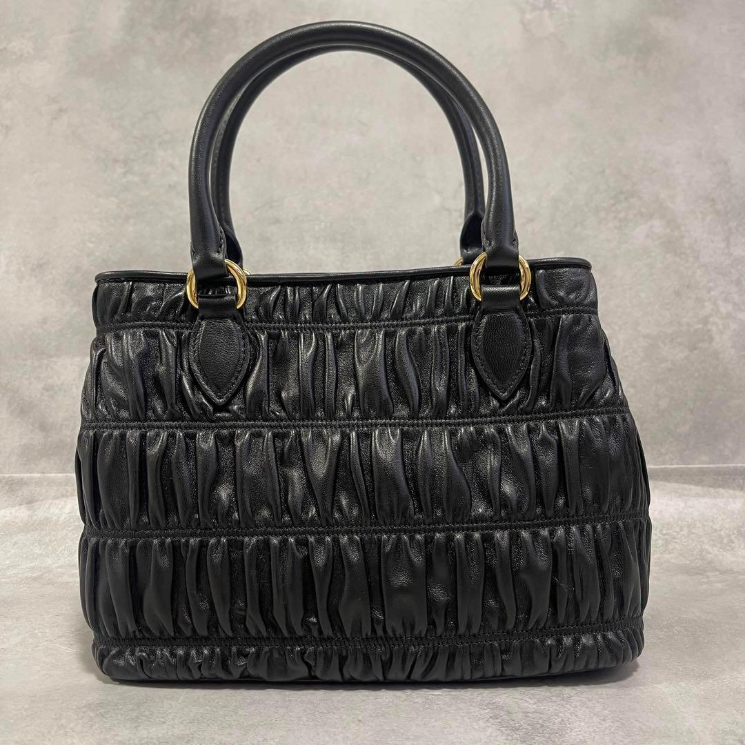 新品✨PRADA プリーツ ナッパレザー 2way ハンドバッグ ブラック