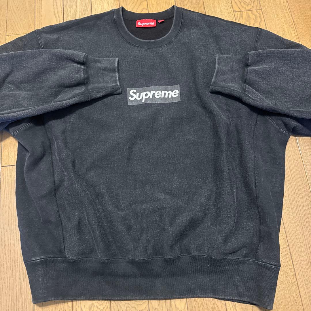 ⭐️Supreme Washed Box Logo Crewneck ブラック L