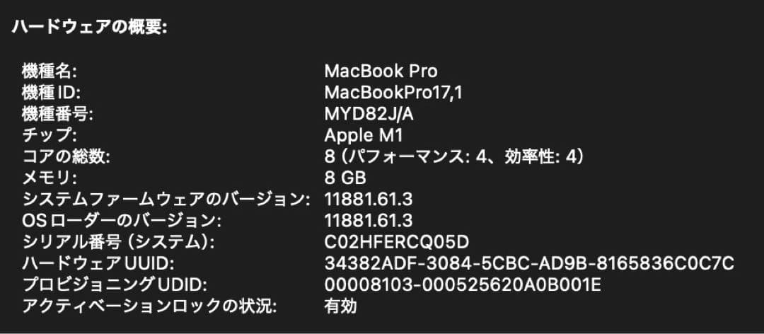 【美品】Apple MacBook Pro 13インチ スペースグレー