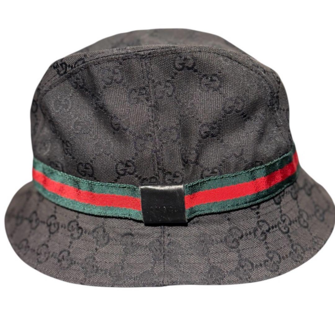 GUCCI ブラック バケット ハット シェリーライ GGパターン グッチ