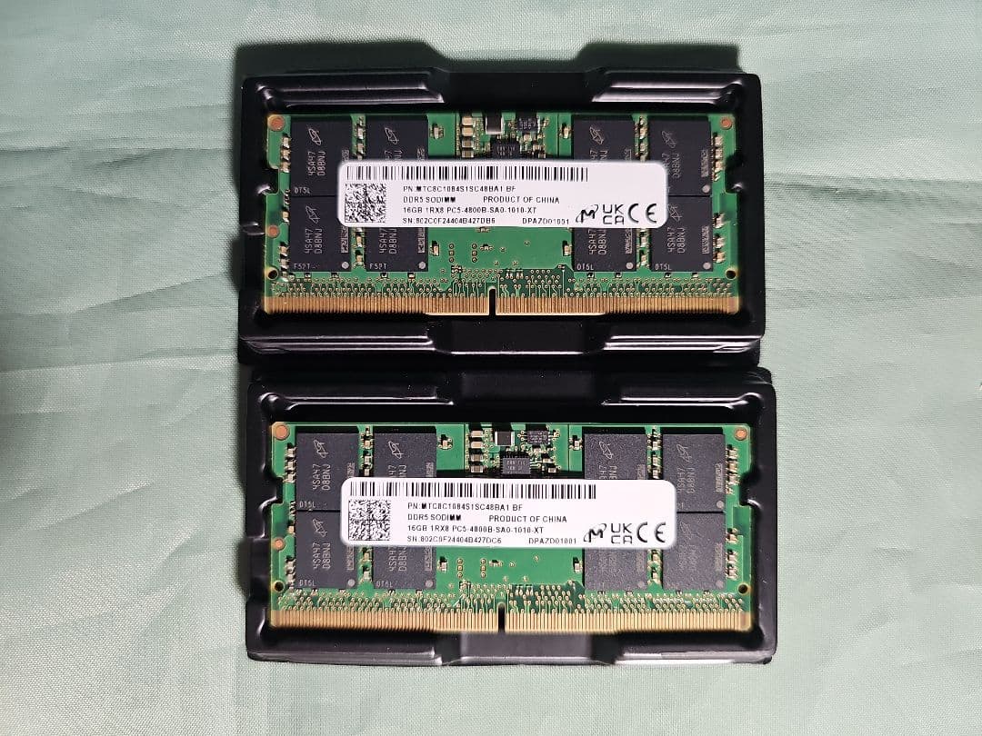 ノートパソコン用メモリ DDR5 16GB×2