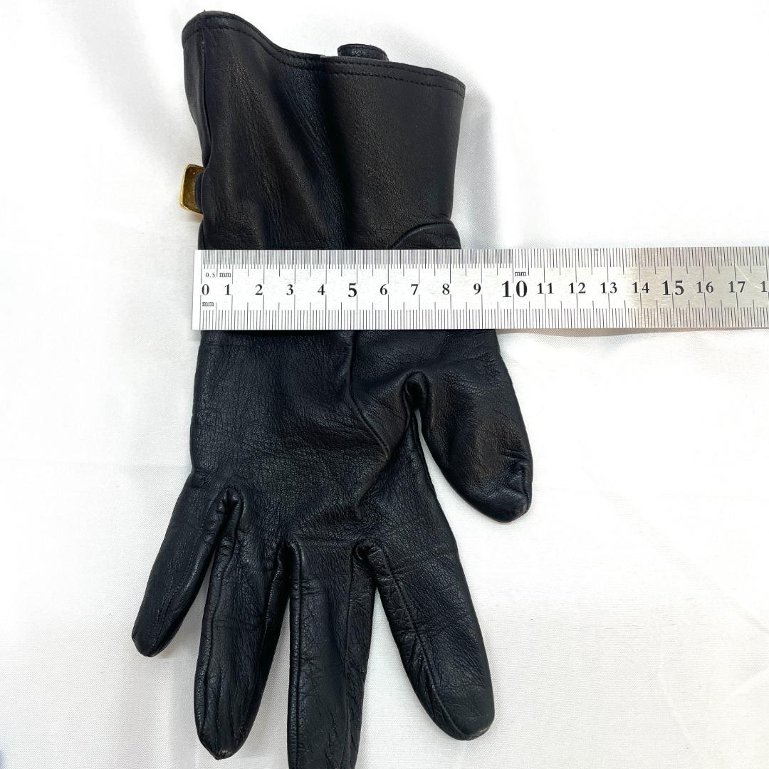 Y512-51 LOEWE ロエベ レザーグローブ 黒 アナグラム ゴールド金具