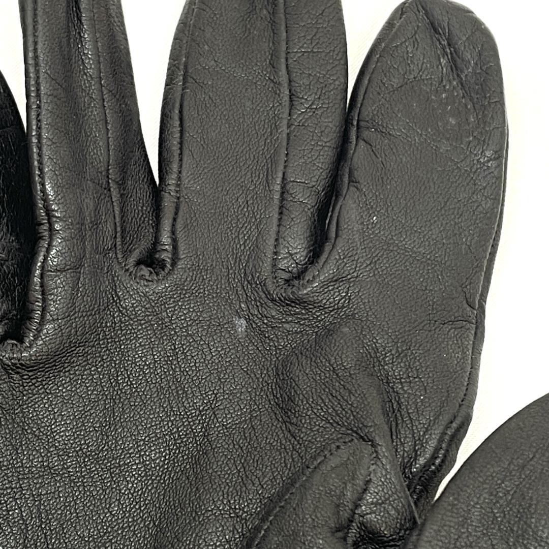 Y512-51 LOEWE ロエベ レザーグローブ 黒 アナグラム ゴールド金具