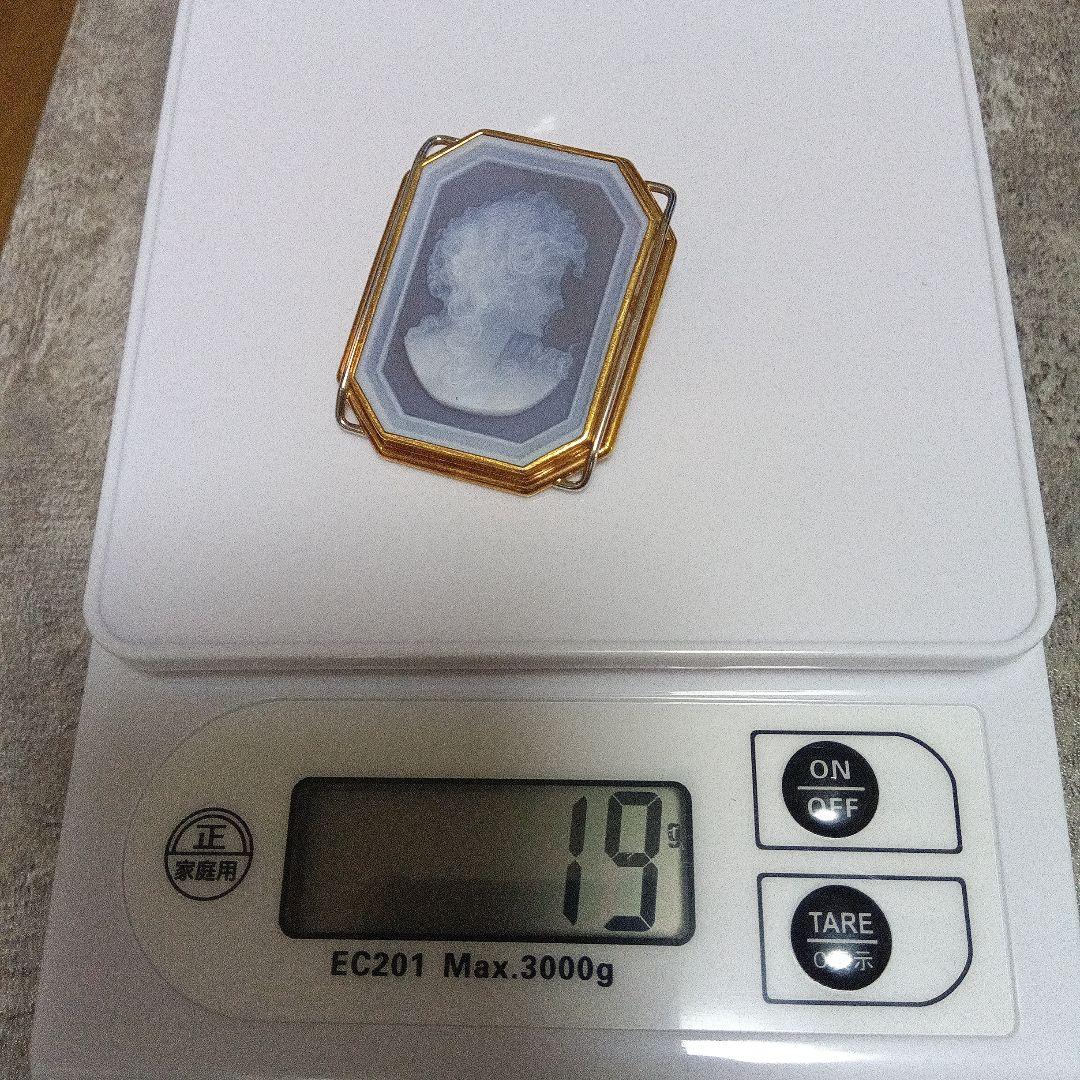 カメオペンダントトップブローチk18pt900メノウ兼用メノウシェル