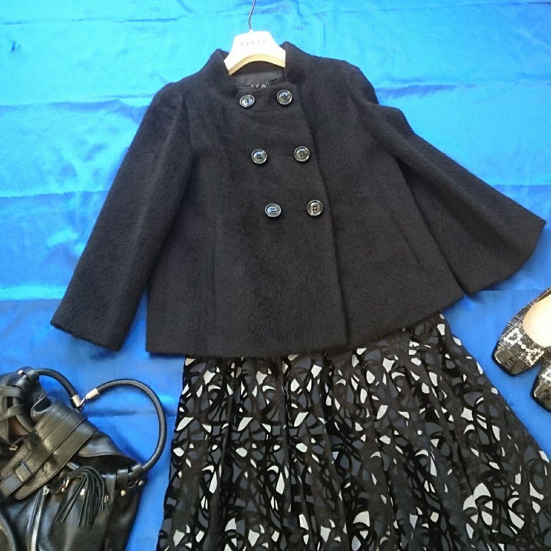 大人キュート♪ボールジィBALLSEY ふわふわアルパカシャギージャケット黒