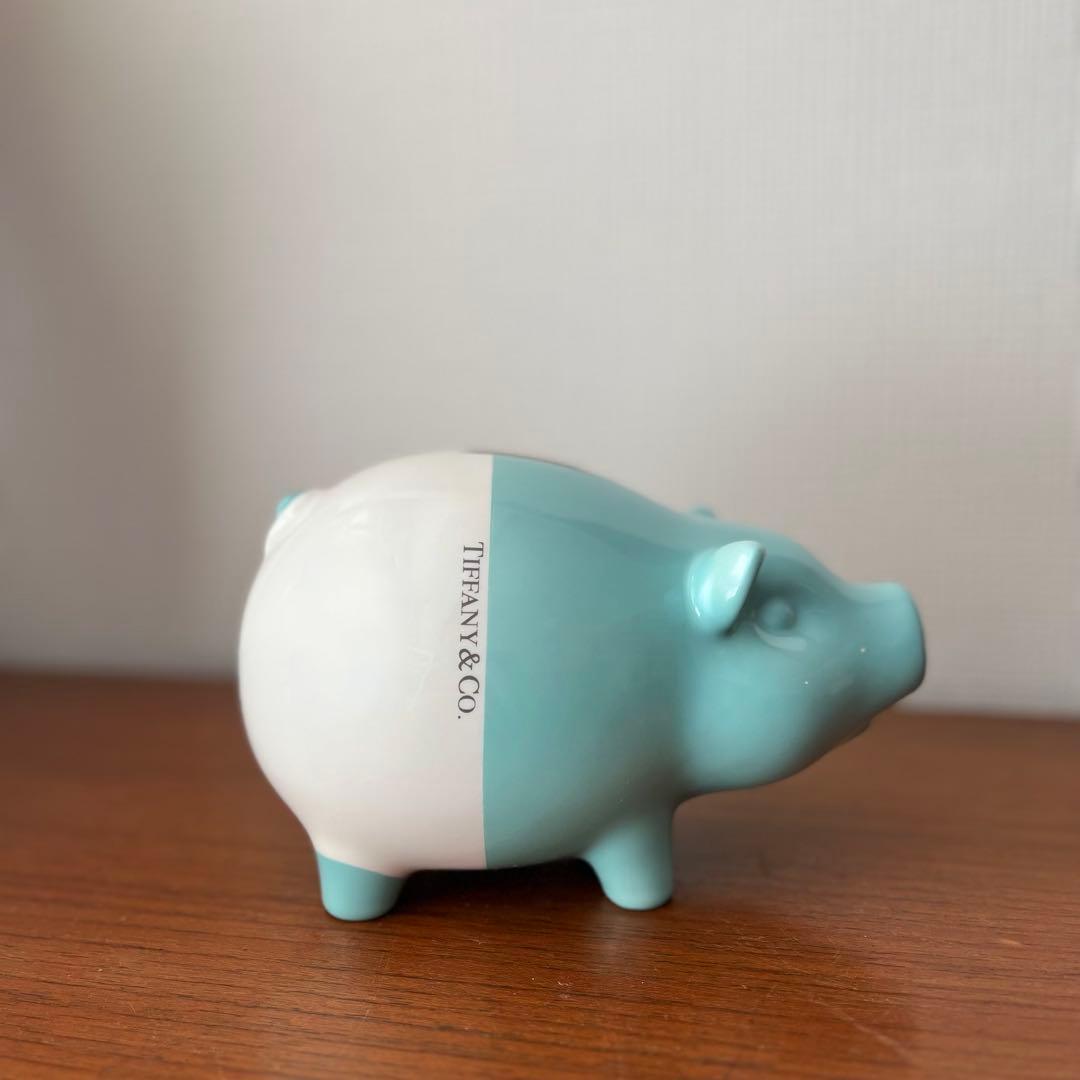 Tiffany&Co.ティファニー ピギーバンク 豚さん貯金箱 ブルーと白