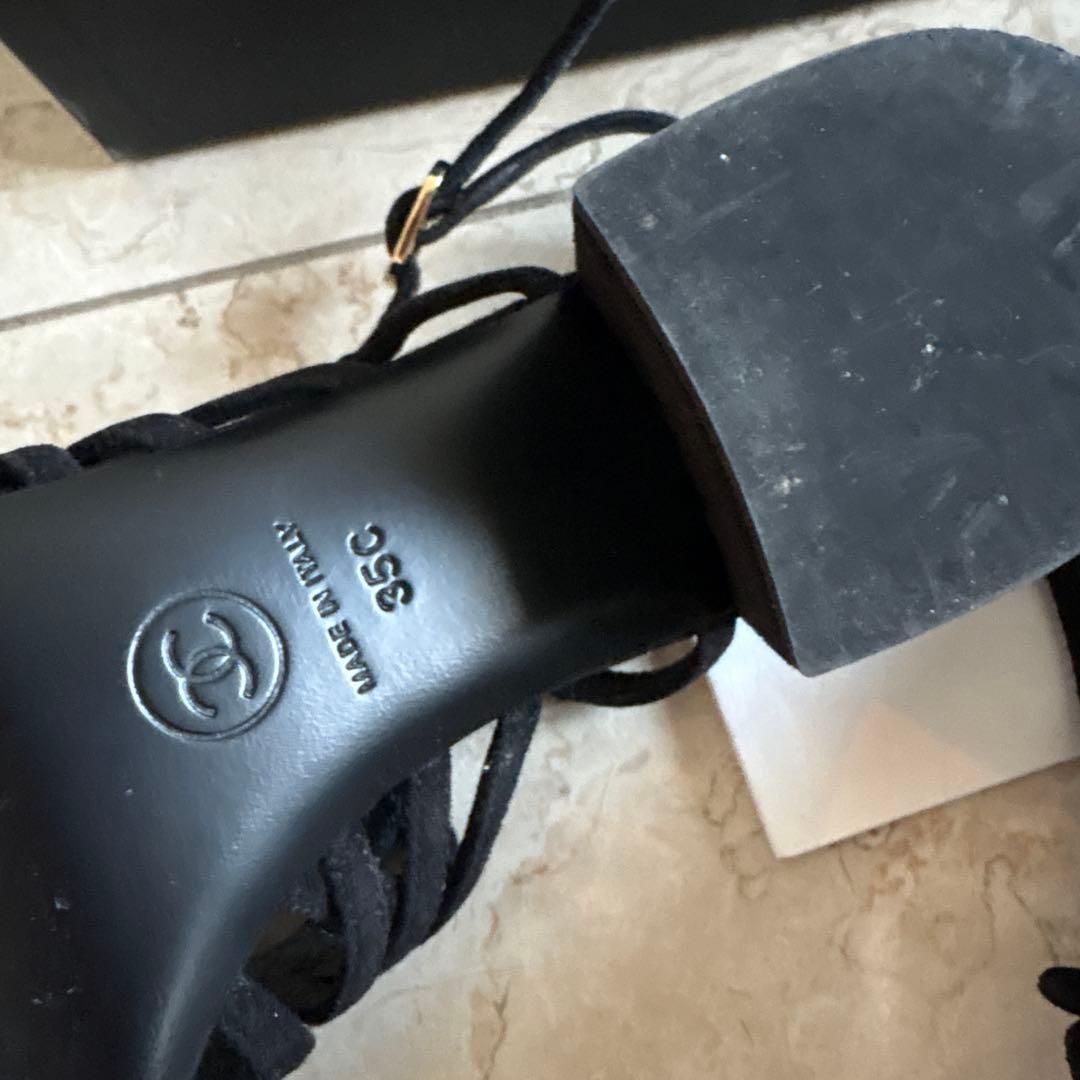 CHANEL ブラック フラワーサンダル