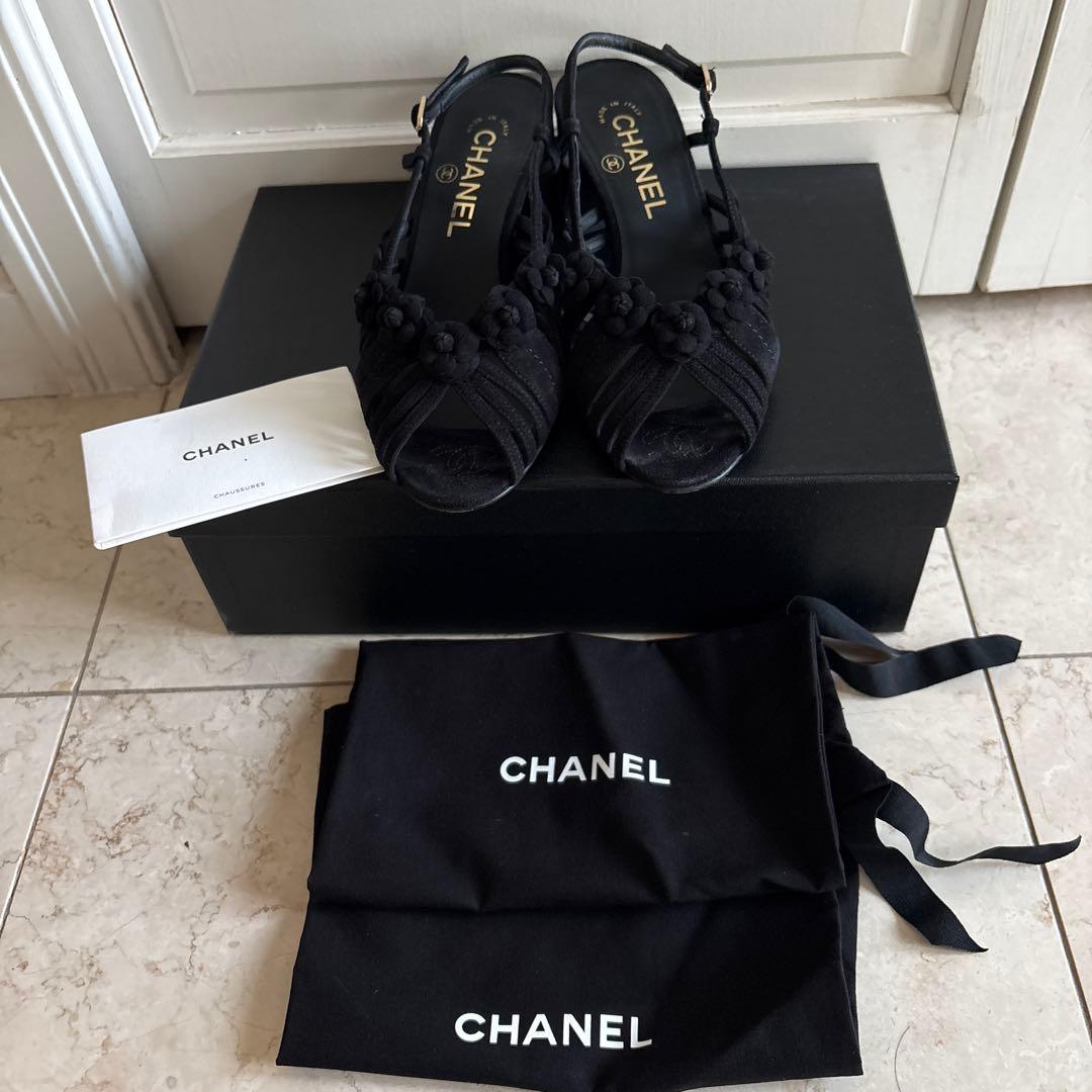 CHANEL ブラック フラワーサンダル