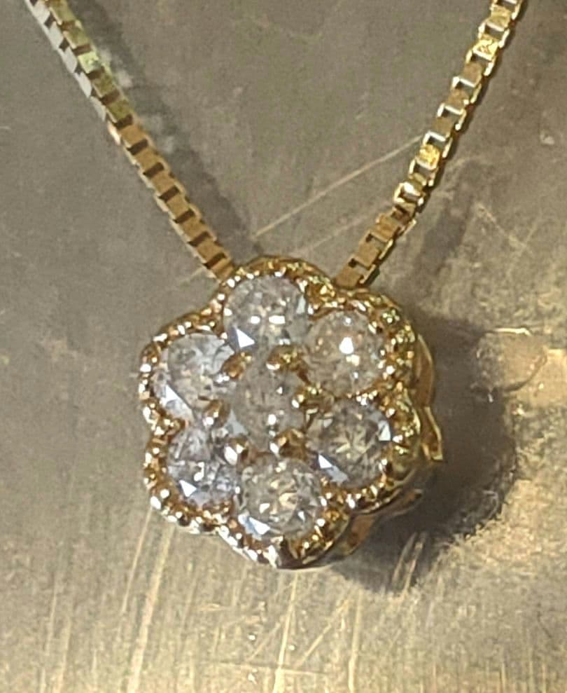 k18 ダイヤモンドペンダントトップ フラワー 0、16ct
