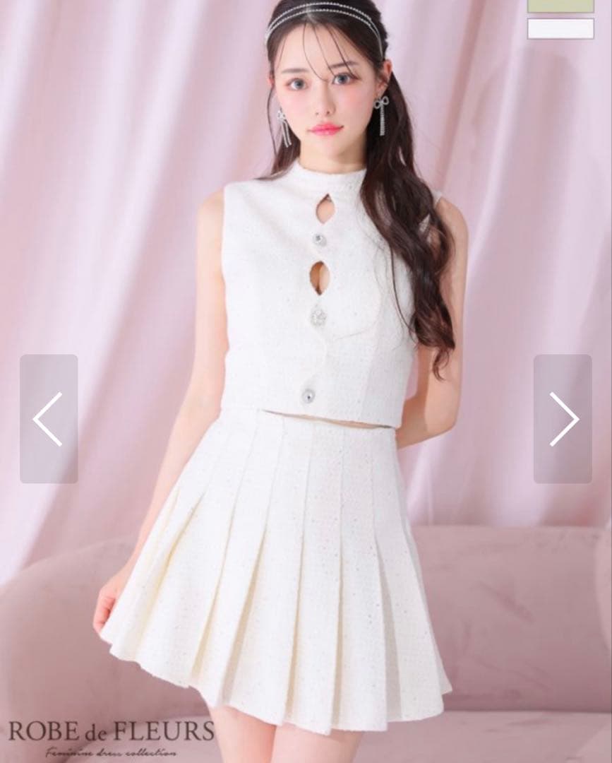 ROBE de FLEURS ホワイトドレス Sサイズ