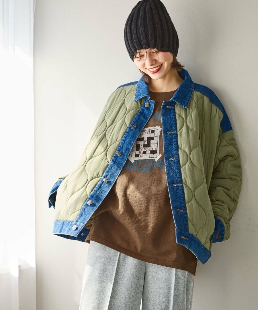 ニコアンド デニムキルトドッキングジャケット