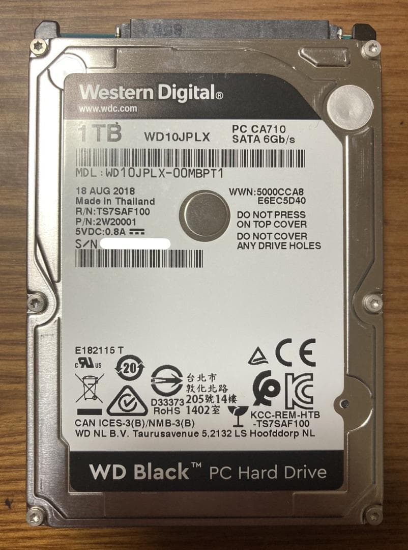 Western Digital WD10JPLX（2.5インチ HDD 1TB）