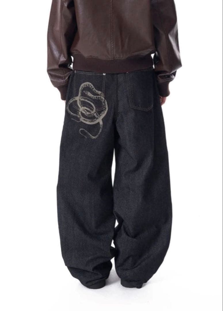 パンツ AAKAM Snake Printed Denim Pants