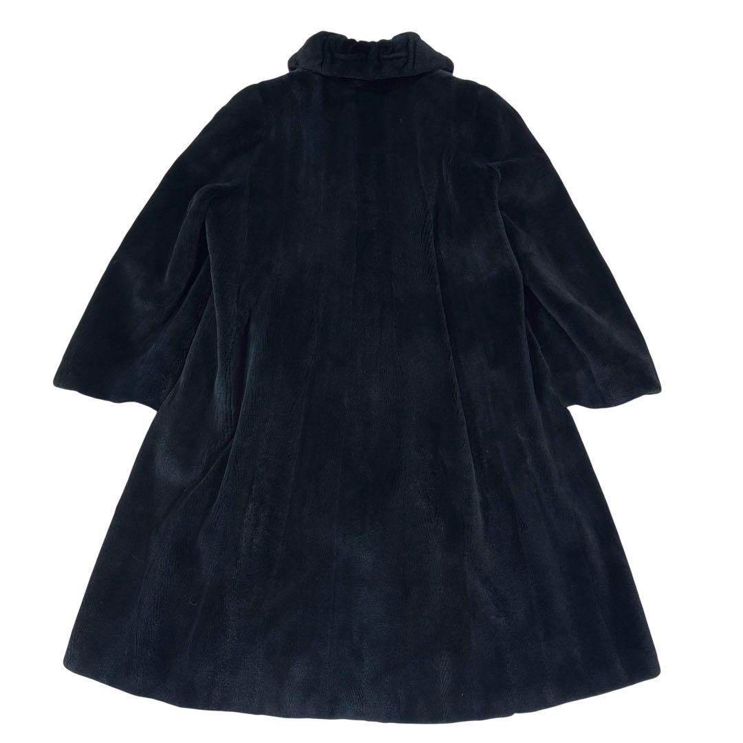 エンバ ミッドナイトブルー シェアードミンク ロングコート レディース XL
