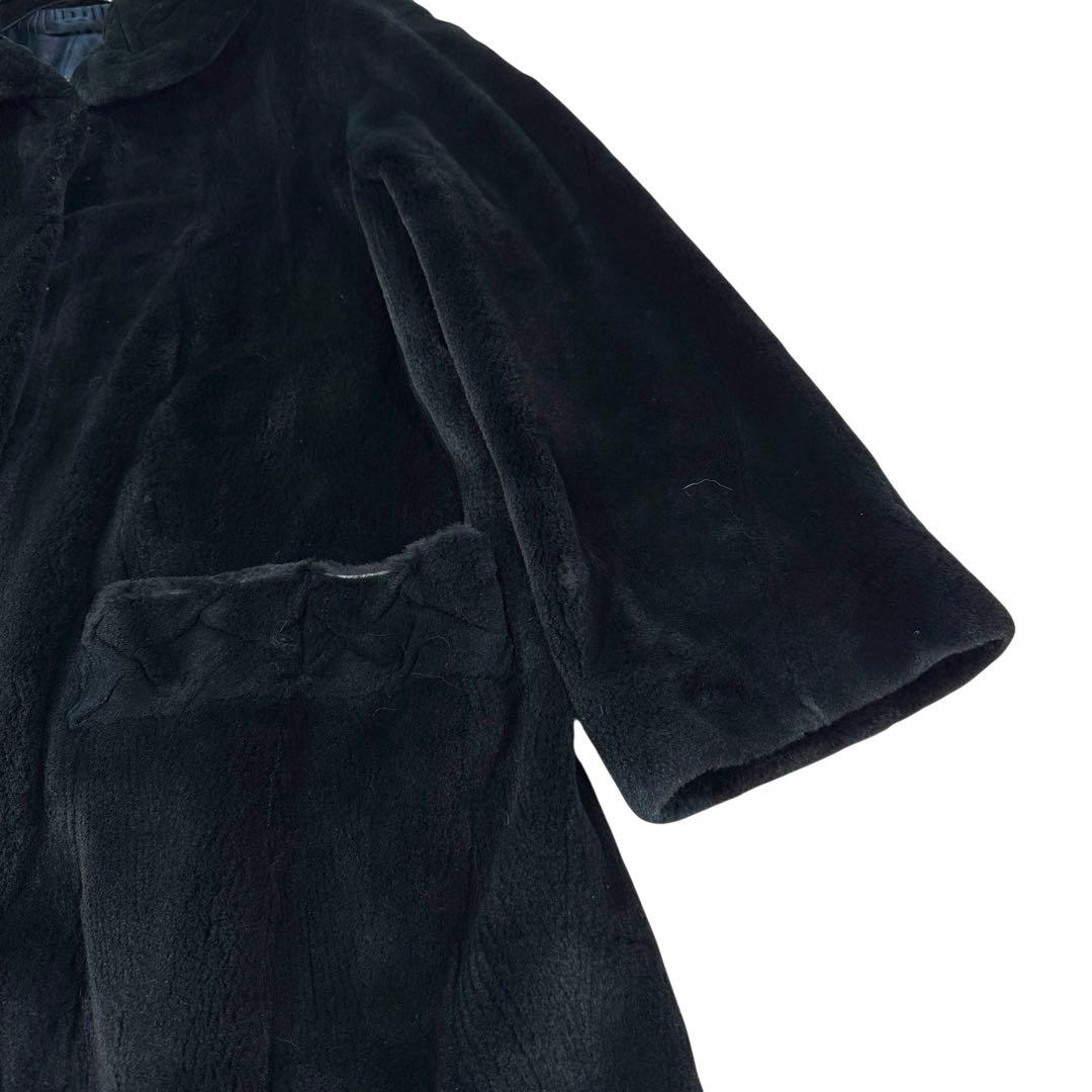 エンバ ミッドナイトブルー シェアードミンク ロングコート レディース XL