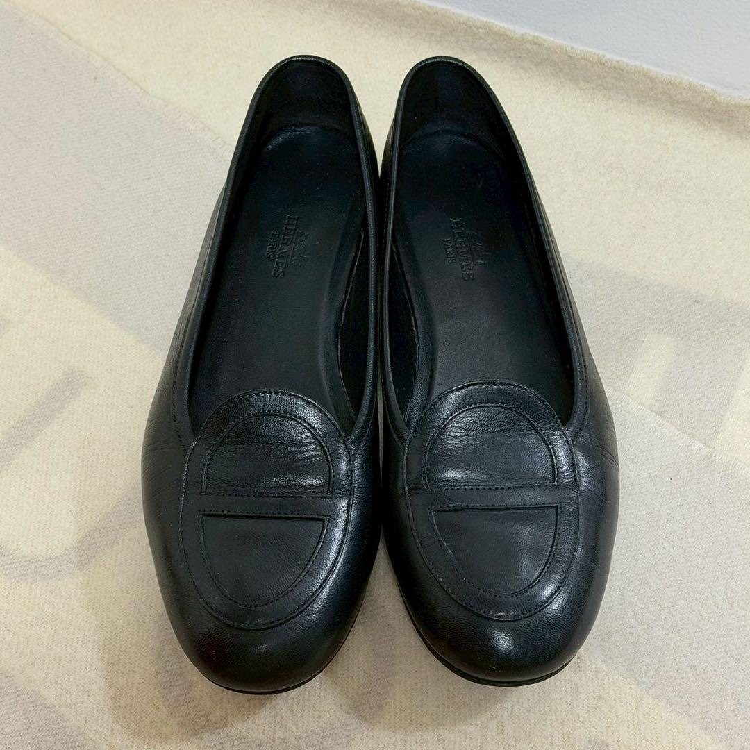 いつきまるエルメス 美品 24年 モカシン ジュリア レザー ローファー