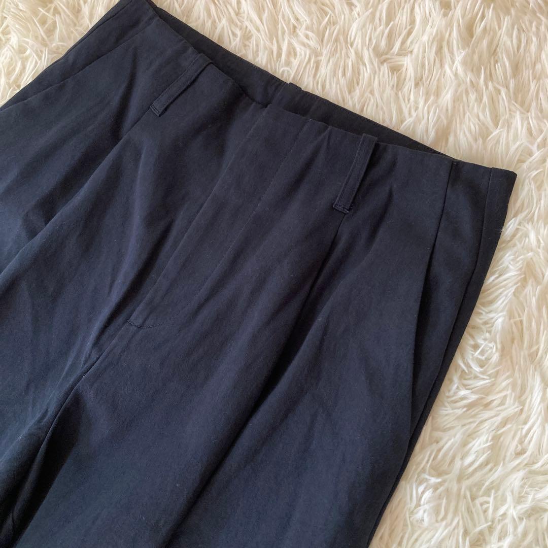 ジュライナインJULYNINE タックパンツ　ネイビー　日本製　Ｍ　2024AW