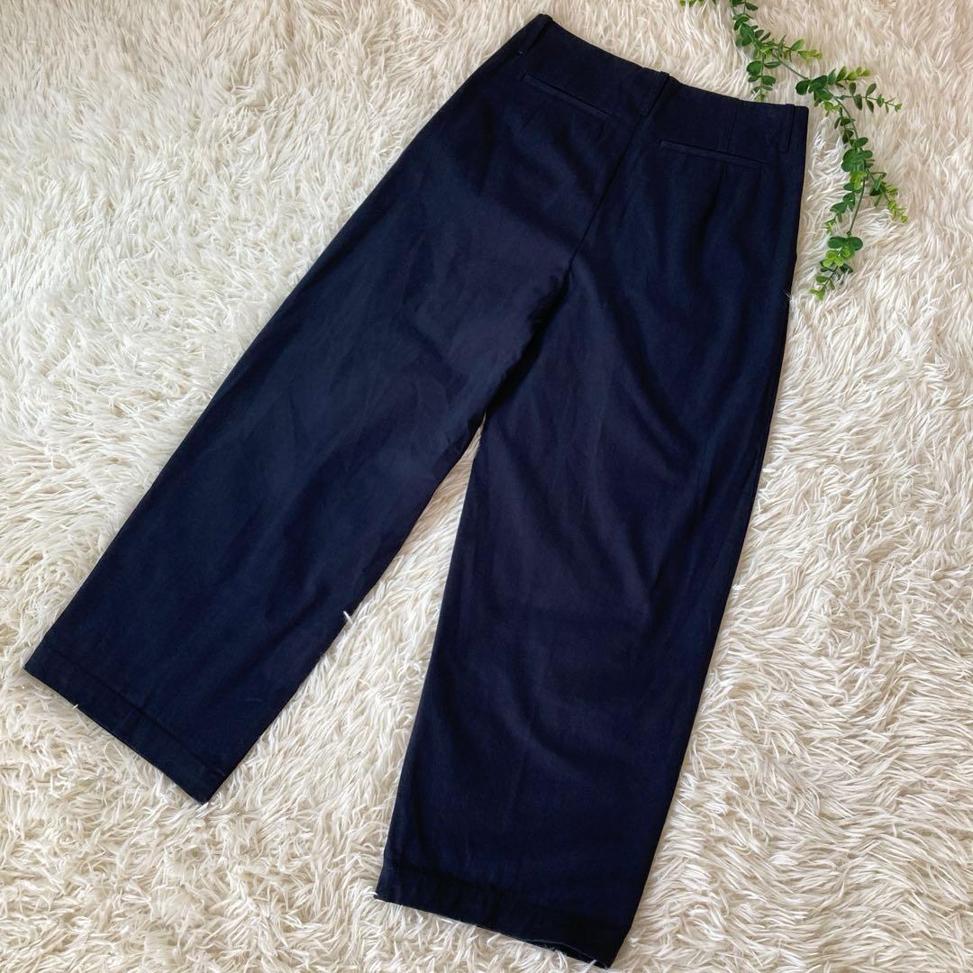 ジュライナインJULYNINE タックパンツ　ネイビー　日本製　Ｍ　2024AW
