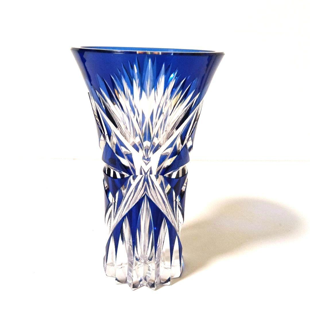 カガミクリスタル 切子 花瓶 フラワーベース