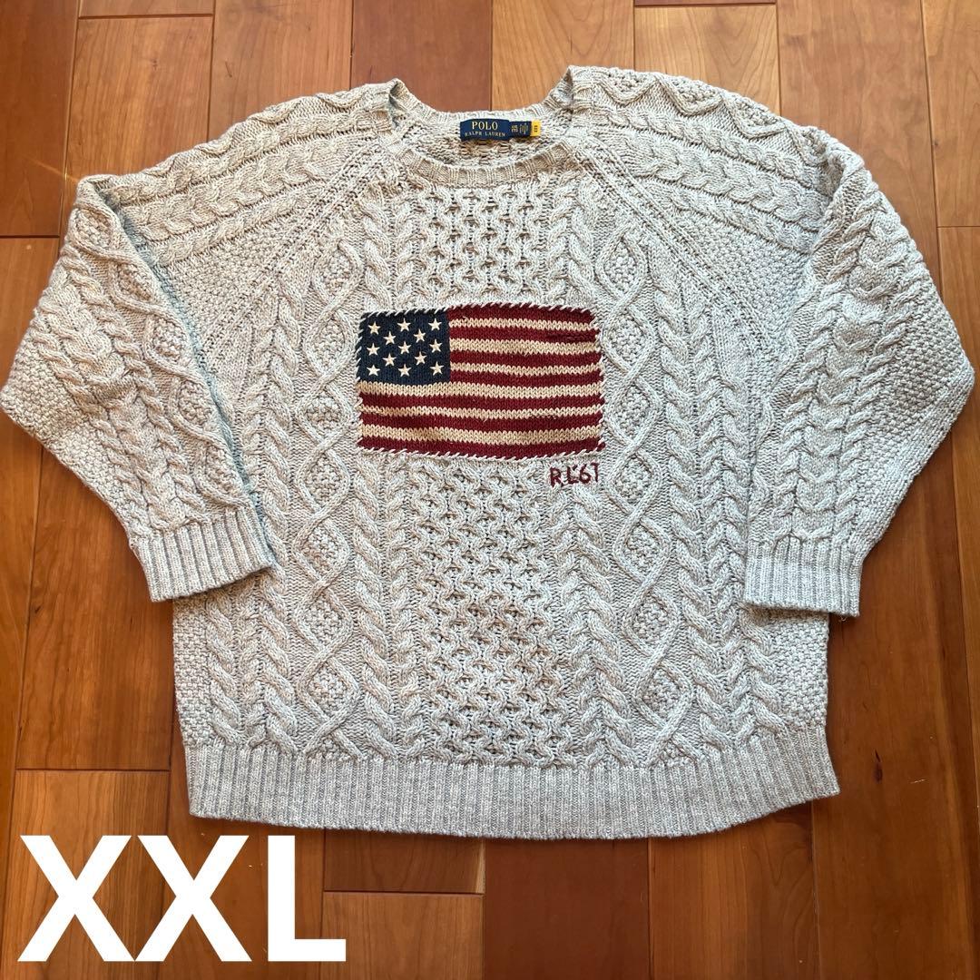 XXL POLO RALPH LAUREN アランニットフラッグセーター 星条旗