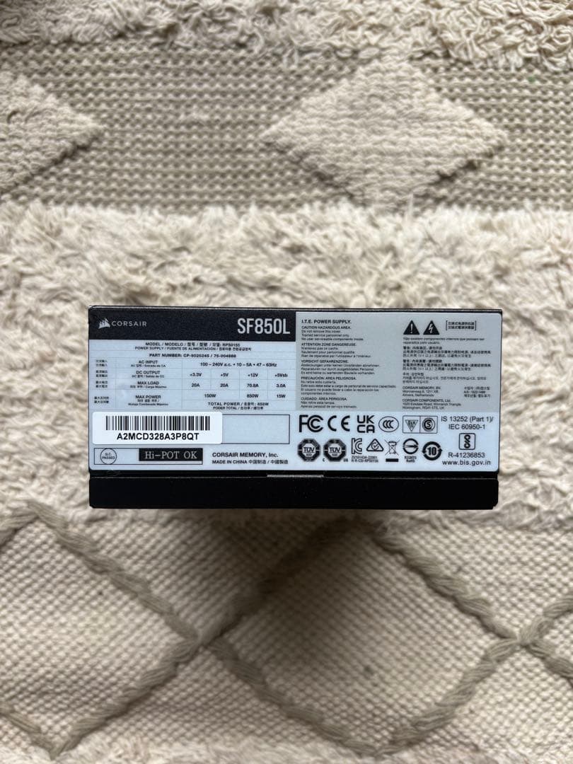 Corsair SF850L 850W SFX-L 電源 動作確認済