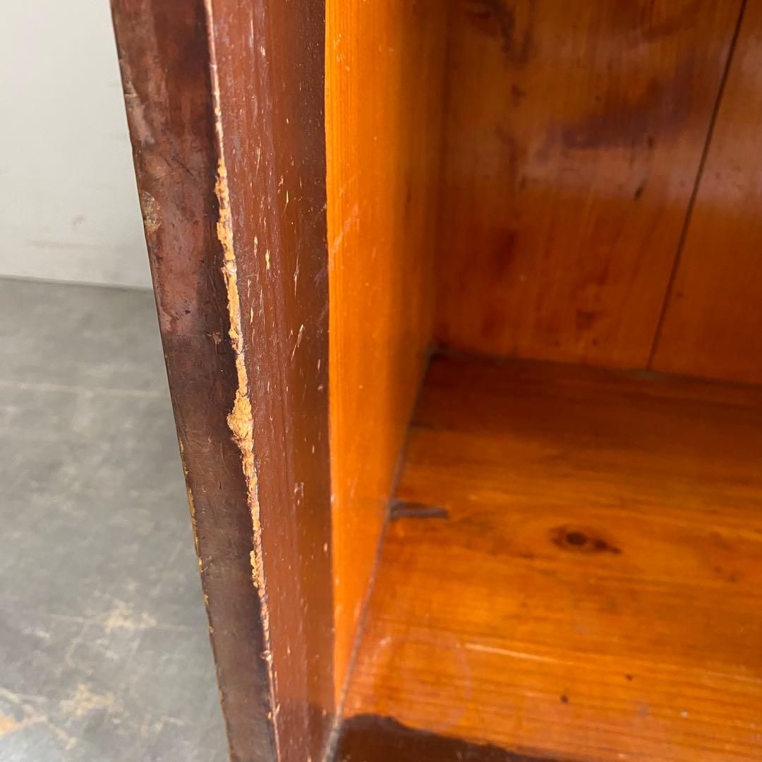 ヴィンテージ ガラス戸棚 キャビネット 水屋箪笥 昭和レトロ 無垢材 z505