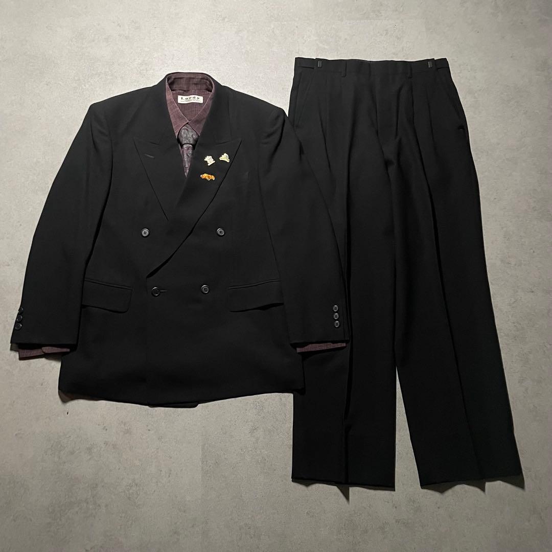 特注【vintage】セットアップ ダブルスーツ カジュアル　ブラック　黒