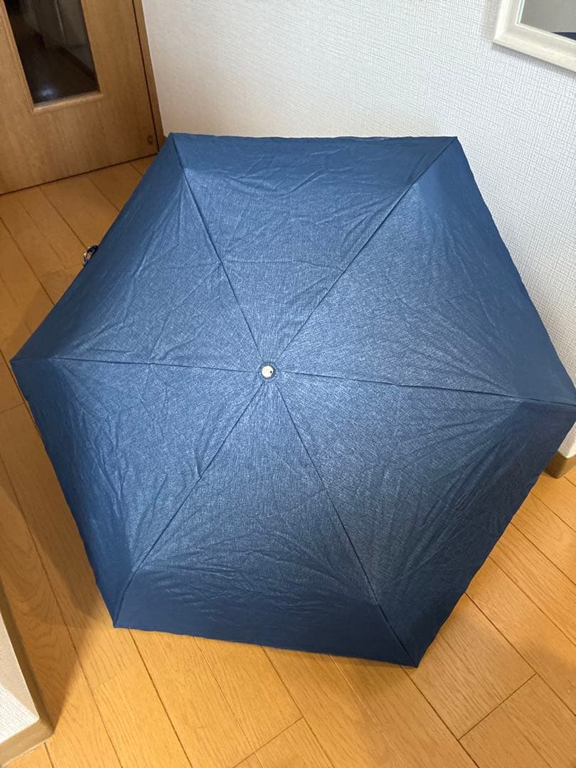 【美品】COKAGE+木手元50cm3段折りたたみ日傘 デニムブルー
