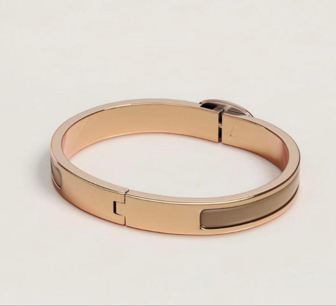 未使用　HERMÈS ピンクゴールド・ベージュ バングル