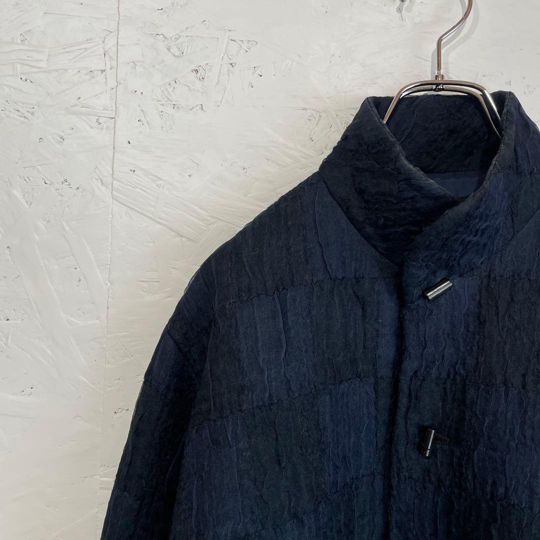 【JURGEN LEHL】ウールシルクジャケット　ネイビー　スタンドカラー　M