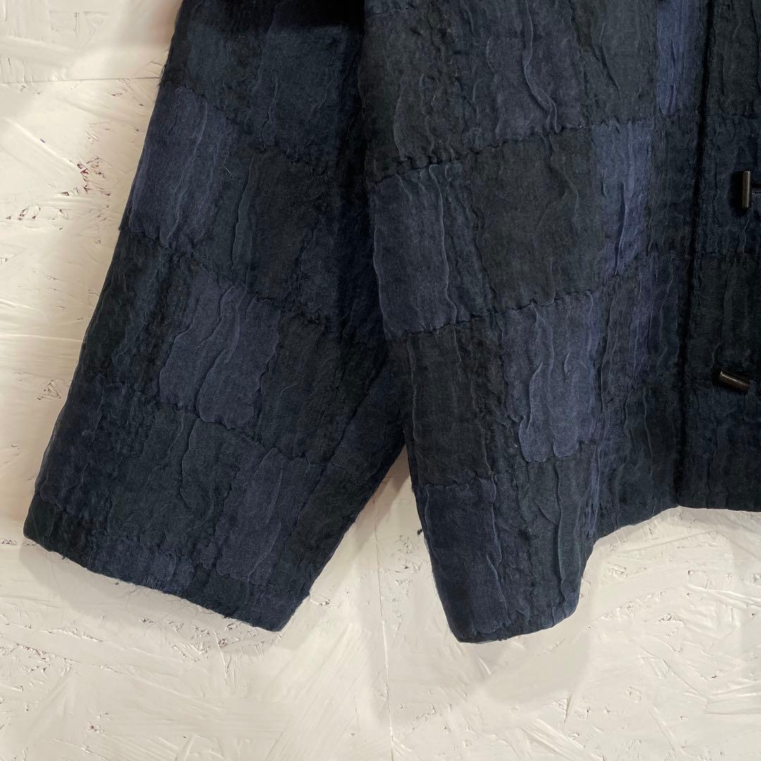 【JURGEN LEHL】ウールシルクジャケット　ネイビー　スタンドカラー　M