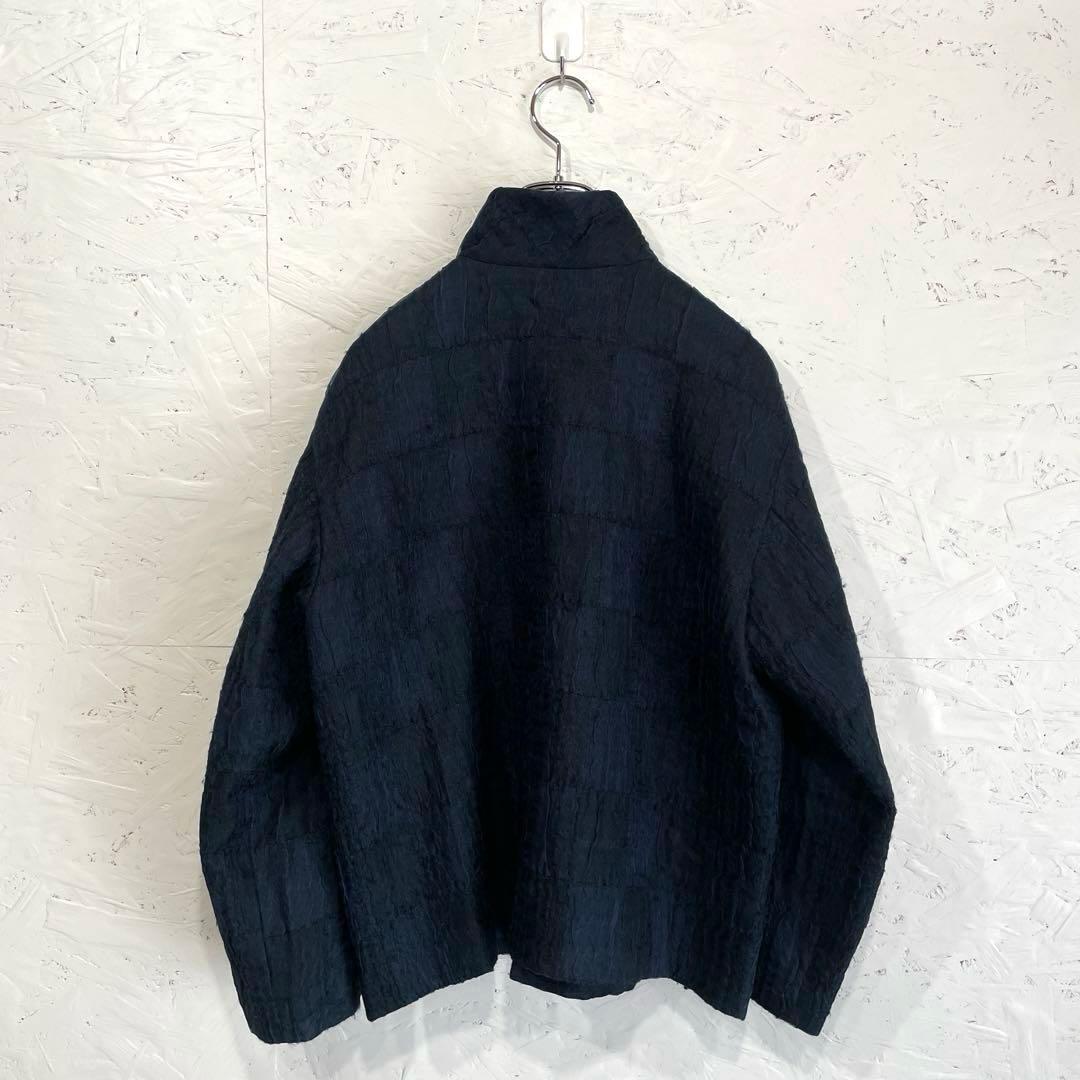 【JURGEN LEHL】ウールシルクジャケット　ネイビー　スタンドカラー　M